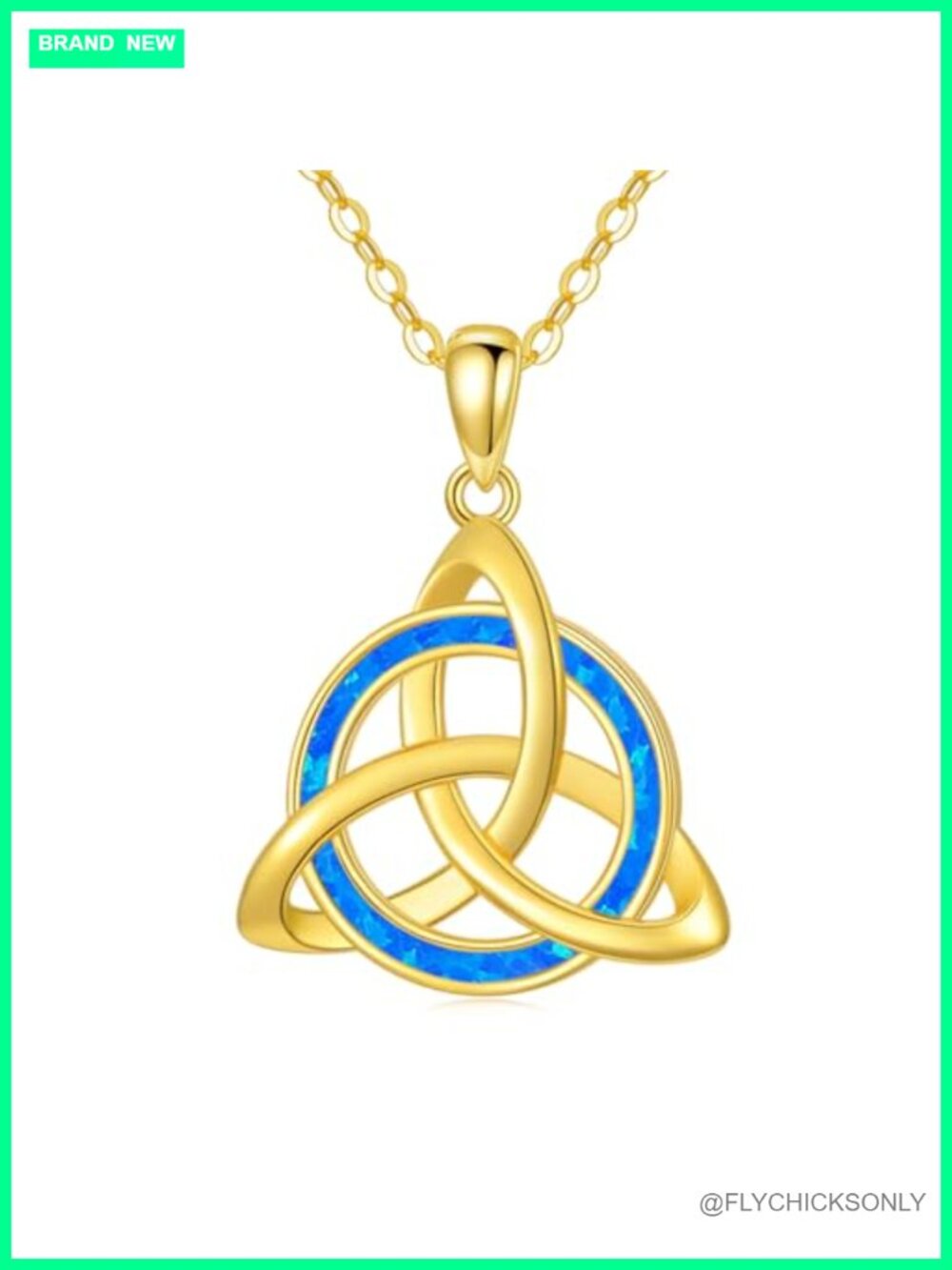 14K Gold Celtic Knot Necklace Turquoise Pendant Adjustable Women's Irish Jewelry